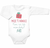 Moje 1. Vánoce, Mami, tati, kde mám dárky,body dlouhý rukáv  Baby Nellys, bílé vel 56