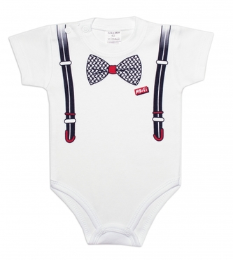 Body kr. rukáv, bavlna, zapínání u krku Mrofi, Elegant - bílé, vel. 74