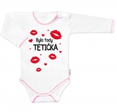 Body dlouhý rukáv s vtipným textem Baby Nellys, Byla tady tetička; 56 (1-2m)