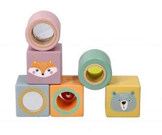 Barevné, dřevěné kostičky s rolničkou Zvířatka, Adam Toys Barevné, dřevěné kostičky s rolničkou Zvířatka, Adam Toys