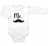 Body dl. rukáv Mr., bavlna Baby Nellys, bílo/černé, vel. 86; 86 (12-18m)