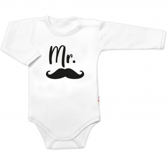 Body dl. rukáv Mr., bavlna Baby Nellys, bílo/černé, vel. 86; 86 (12-18m)