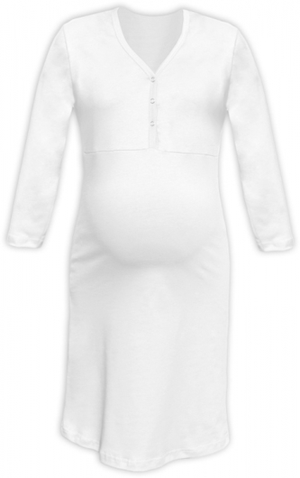 JOŽÁNEK Těhotenská, kojící noční košile PAVLA 3/4 - bílá; L/XL