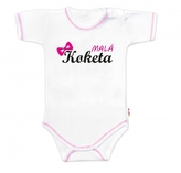 Body krátký rukáv s vtipným textem Baby Nellys, Malá Koketa, holka, vel. 74; 74 (6-9m)