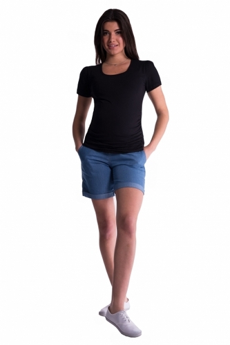 Be MaaMaa Těhotenské kraťasy s elastickým pásem - sv. modré, vel. XL; XL (42)