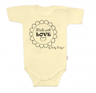Body krátký rukáv Made with love, Baby Nellys, žluté, vel. 68; 68 (3-6m)