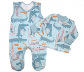 Baby Nellys  2-dílná sada, bavlněné dupačky s košilkou Krokodýl Eda, mint, vel. 62; 62 (2-3m)