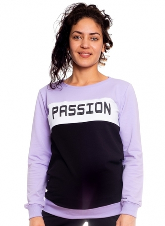 Be MaaMaa Těhotenská, kojící mikina Passion, lila-černá-bílá, vel. S