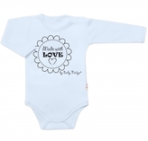 Body dlouhý rukáv Made with love, Baby Nellys, světle modré; 56 (1-2m)