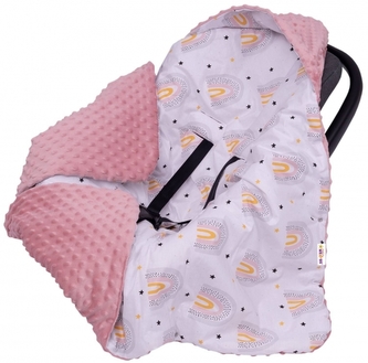 Baby Nellys Zavinovací deka s kapucí minky Rainbow, 90 x 90 cm