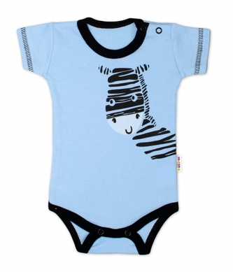 Body krátký rukáv Baby Nellys, Zebra - modré, vel. 80; 80 (9-12m)