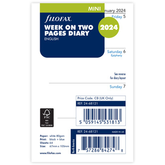 Filofax, Kalendář 2024 mini, týden/2 strany, AJ