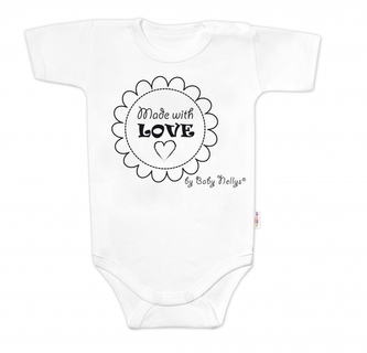 Body krátký rukáv Made with love, Baby Nellys, bílé, vel. 62; 62 (2-3m)