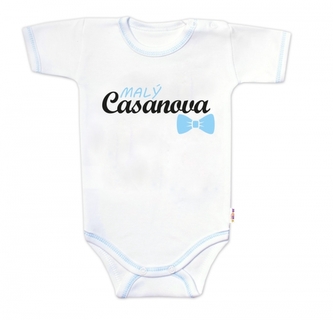 Body krátký rukáv s vtipným textem Baby Nellys, Malý Casanova, kluk; 56 (1-2m)