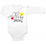 Body dlouhý rukáv Baby 2024, Baby Nellys, bílé, vel. 80; 80 (9-12m)