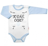 Body dlouhý rukáv s vtipným textem Baby Nellys, TO DÁŠ OCKO, kluk; 56 (1-2m)