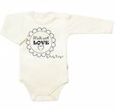 Body dlouhý rukáv Made with love, Baby Nellys, ecru, vel. 74; 74 (6-9m)
