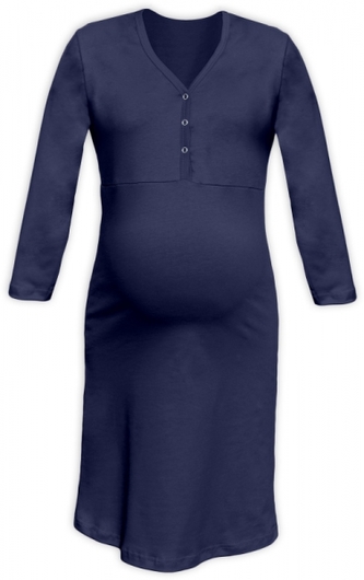 JOŽÁNEK Těhotenská, kojící noční košile PAVLA 3/4 - tm. modrá; L/XL