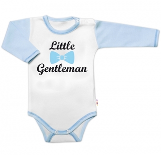 Body dl. rukáv s vtip. textem Baby Nellys, Little Gentleman, kluk, vel. 80; 80 (9-12m)