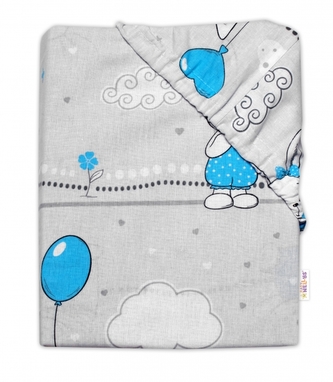 Prostěradlo do postýlky bavlna Premium Baby Nellys, Good night Animals BOY, šedé/modré; 120x60