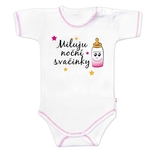 Body krátký rukáv s vtipným textem Baby Nellys, Miluju noční svačinky, vel. 80, holka; 80 (9-12m)