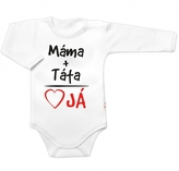 Body dlouhý rukáv s vtipným textem Baby Nellys, Máma+Táta, bílé, vel. 74; 74 (6-9m)