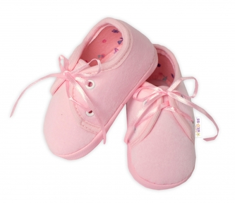 Kojenecké capáčky/botičky šněrovací, Baby Nellys, růžové, vel. 68/74, 12,5 cm