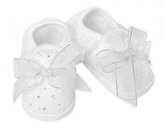 Kojenecké capáčky/botičky s krajkou a mašlí, Baby Nellys, bílé, vel. 68/74, 12,5cm
