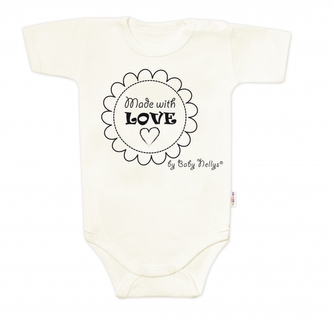 Body krátký rukáv Made with love, Baby Nellys, ecru, vel. 68; 68 (3-6m)