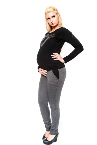Těhotenské kalhoty  Be MaaMaa - NINA šedá, vel. XL; XL (42)