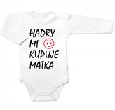 Body dlouhý rukáv Hadry mi kupuje matka, Baby Nellys, bílé, vel. 74; 74 (6-9m)