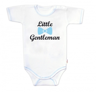 Body krátký rukáv s vtipným textem Baby Nellys, Little Gentleman, kluk, vel. 86; 86 (12-18m)