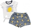 Dívčí triko+kraťasy 2D sada, Citrónky, Mrofi, bílá/modrá, vel. 92; 92 (18-24m)