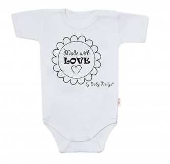 Body krátký rukáv Made with love, Baby Nellys, šedé, vel. 68; 68 (3-6m)