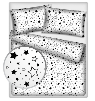 Baby Nellys Bavlněné povlečení 140 x 200 - Černé hvězdy a hvězdičky