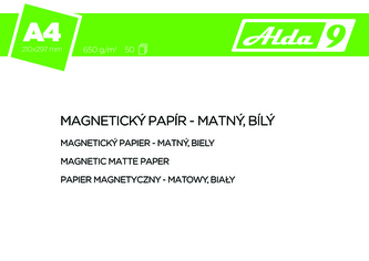 Magnetický papír A4, 650g/m2, premium matný, bílý, 50 listů