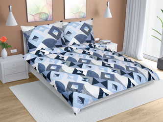 Povlečení bavlna na dvoudeku - modrá geometrie - 1x 200x200, 2ks 70x90 cm