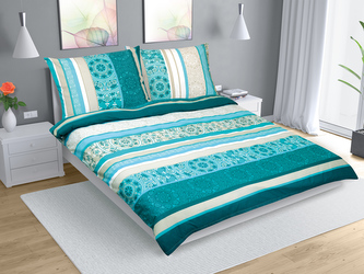 Povlečení bavlna na dvoudeku - tyrkysová mandala - 1x 220x200, 2ks 70x90 cm (220 cm šířka x 200 cm délka)