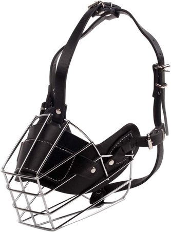 Náhubek kovový pro psa SA - černá/kov L