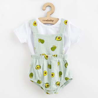 Mušelínový kojenecký set Kraťasy a Tričko New Baby Avocado - velikost 62 (3-6m)