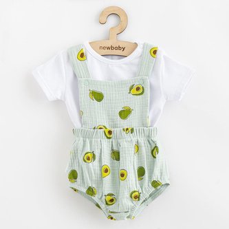Mušelínový kojenecký set Kraťasy a Tričko New Baby Avocado - velikost 86 (12-18m)