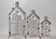 Dřevěná lucerna domek sada 3 ks, bílá s patinou