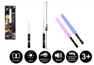 Meč světelný vesmírný skládací plast 80cm na baterie se světlem se zvukem  na kartě 16x51x5cm