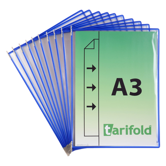 tarifold rámeček s kapsou a úchyty, A3, otevřené bokem, modré, 10 ks