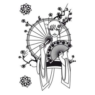 Samolepka na textil, zažehlovací, motiv MANGA, černá