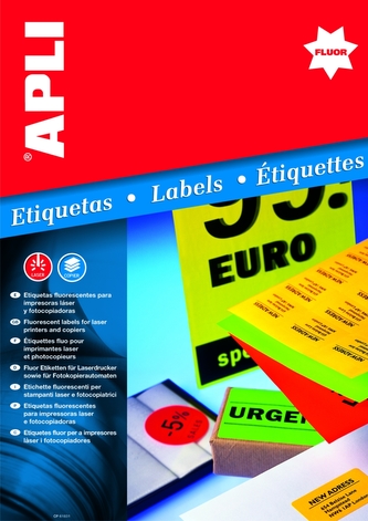 APLI univerzální etikety fluo, 64 x 33,9 mm, oranžové