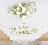 Ubrus velikonoční, Bílé jarní květinky pr. 35 cm
