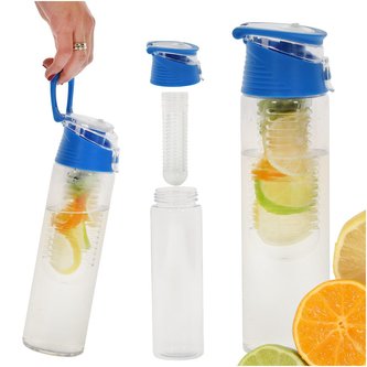 Láhev Bidon na smoothie / juice s vložkou na ovoce 800 ml, modrá