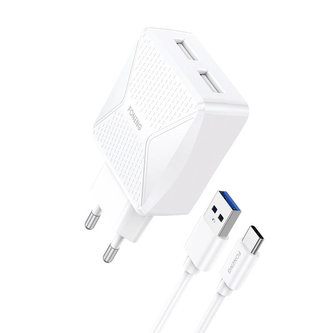 Nabíječka Foneng EU35 USB-C, USB 2.4A (bílý)