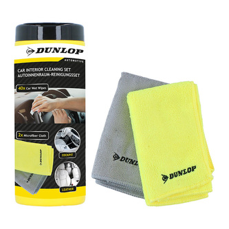 Dunlop - Sada utěrek z mikrovlákna + vlhčené ubrousky do interiéru vozu